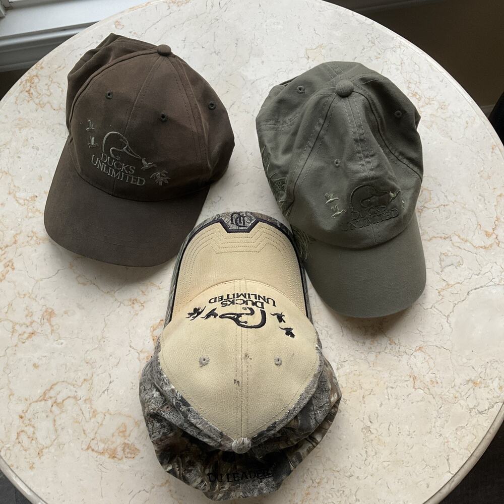 Vintage Ducks Unlimited Lot Of 3 Trucker Hats Embroidered DU Leader adjustable